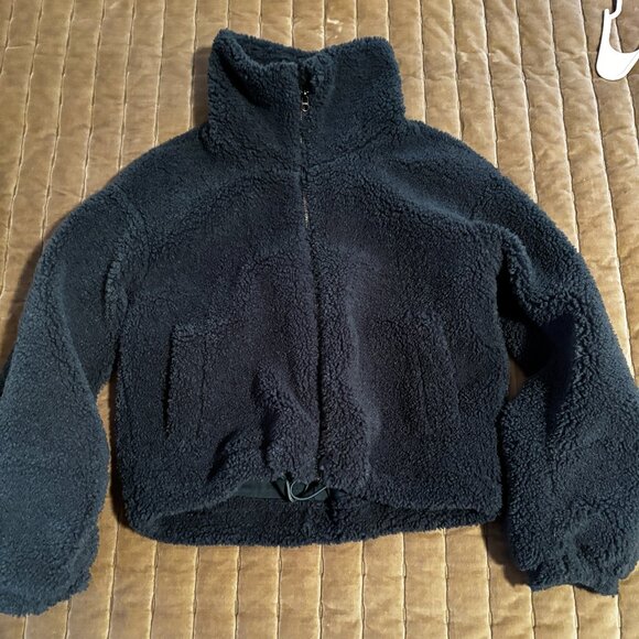 Lululemon cinchable fleece zip up jacket / hunter green - Picture 1 of 4